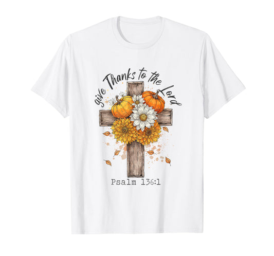 Give-Thanks to The Lord Christian Fall Thanksgiving Pumpkin T-Shirt