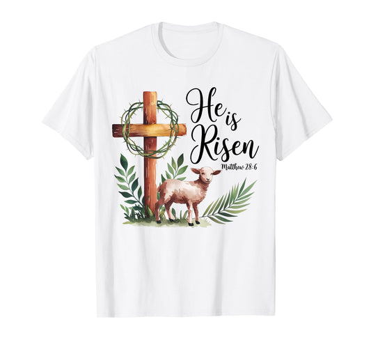 True Easter He is Risen Lamb Crown of Thorn Cross Palm Jesus T-Shirt