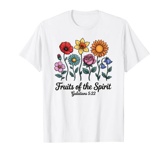 Bible Verse Christian Galatians 5:22 Scripture Floral T-Shirt