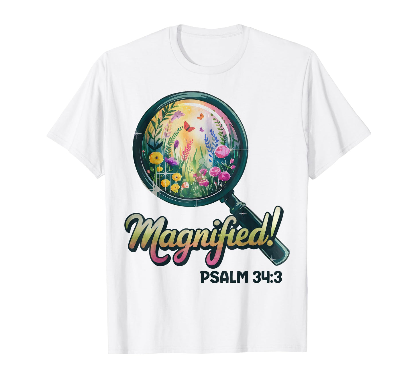 Magnified Psalm 34:3 VBS 2025 Bible School Christian T-Shirt