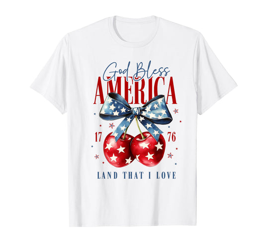 God bless America cherry coquette bow independce day T-Shirt