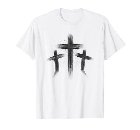 Three Crosses Distressed Style Jesus Christian Calvary T-Shirt