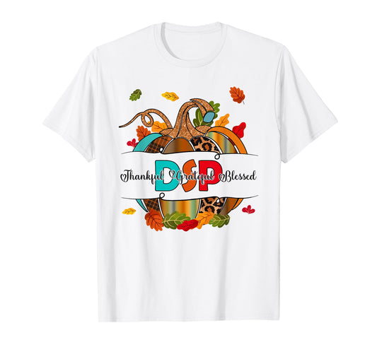 Autumn Fall Outfit DSP Thankful Grateful Blessed Pumpkin T-Shirt
