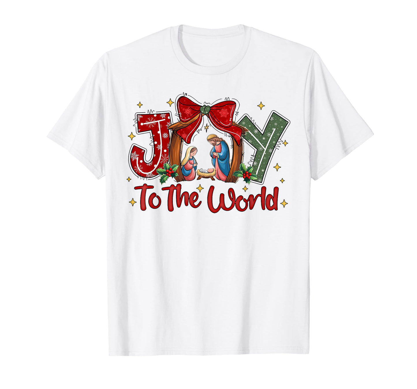 Joy to the World Christmas Christian Nativity Scene T-Shirt