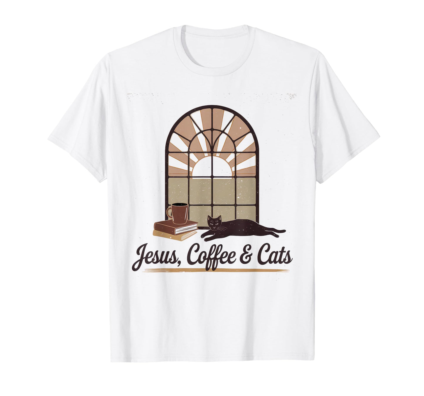 Jesus Coffee Cats Funny Cute Design Jesus Lovers Christian T-Shirt