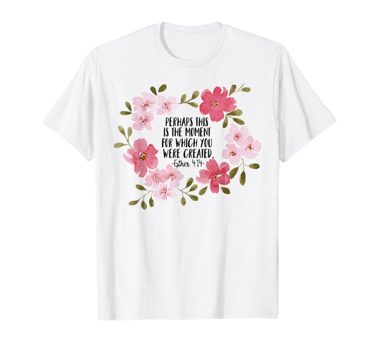 Esther 414 Flower Religious Jesus Faith Cross Women T-Shirt