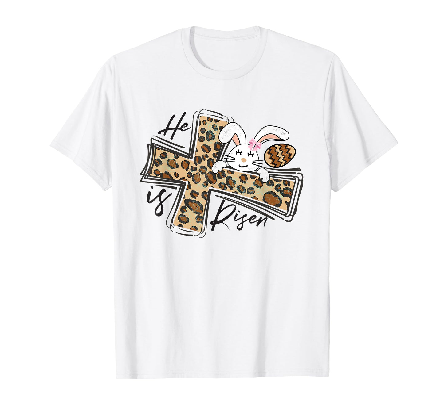 Happy Easter Shirt He Is Risen Jesus Cross Cute Easter Bunny T-Shirt