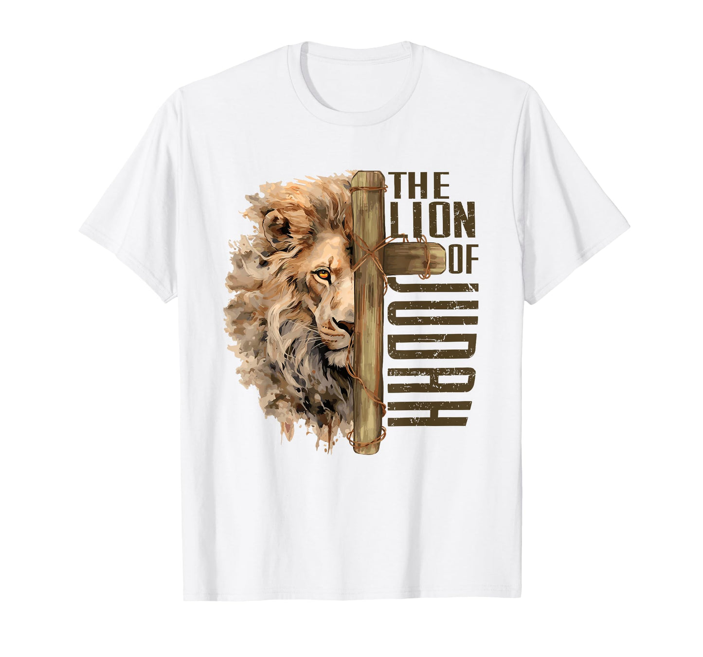 Religion Jesus Christ Revelation 5:5 Lion and Lamb Christian God Faith Cross Jesus Is The Lion Of Judah T-Shirt