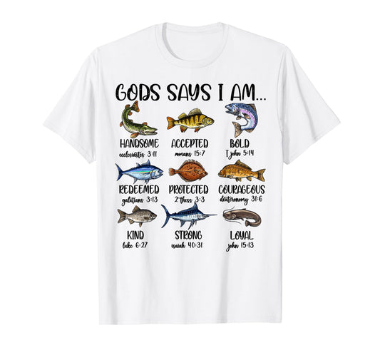God Says I Am Fishing Christian Boy Funny Bass Fishing Jesus T-Shirt