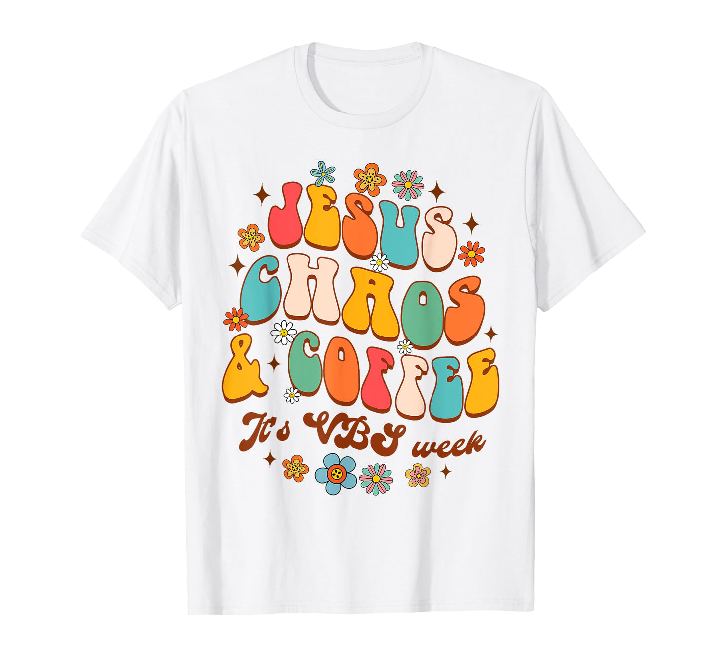 Christian Religious Funny Jesus Chaos Coffee It's VBS Week T-Shirt