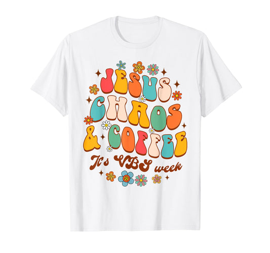 Christian Religious Funny Jesus Chaos Coffee It's VBS Week T-Shirt
