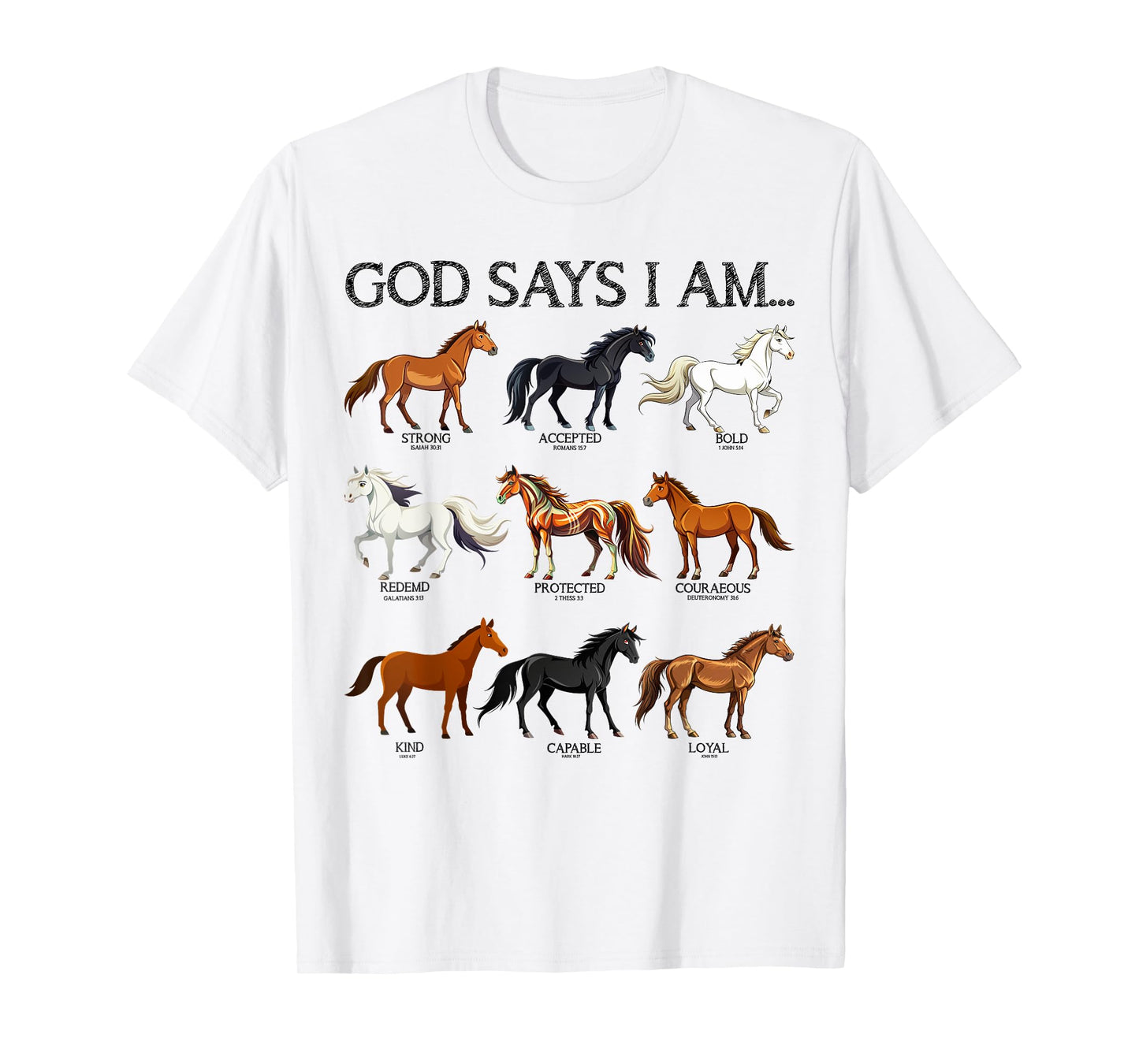 Girl God Says I Am Horses Cute Christian Teen Toddler Sister T-Shirt