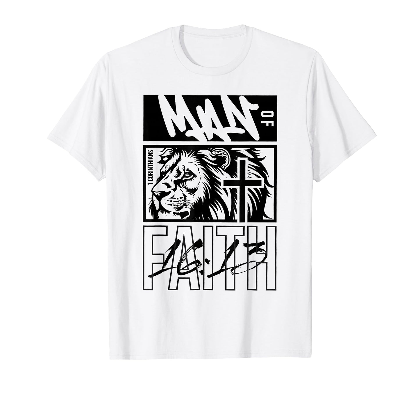 Christian Jesus Faith Lion Men Religious Cross Bible Verse T-Shirt