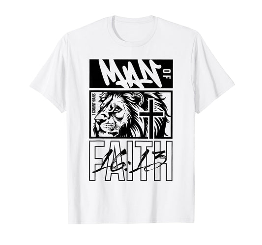 Christian Jesus Faith Lion Men Religious Cross Bible Verse T-Shirt