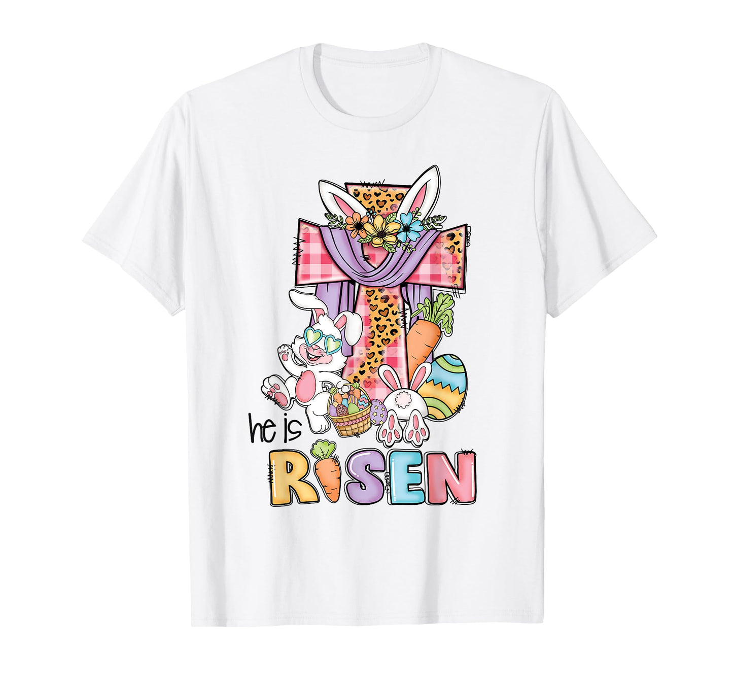 He is Risen Floral Cross Vintage Happy Easter Day T-Shirt