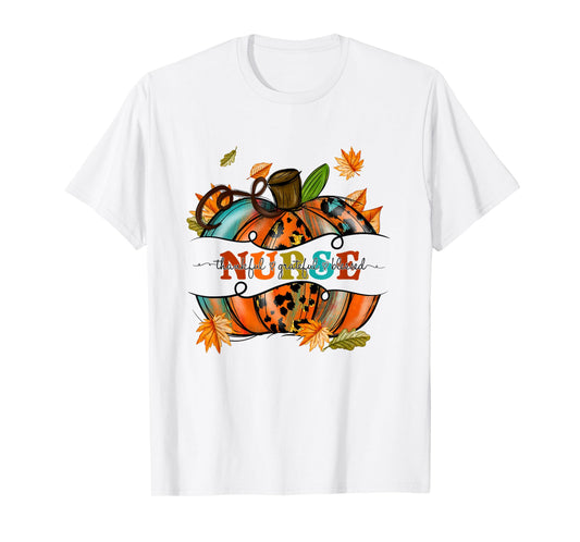 Autumn Fall Outfit Nurse Thankful Grateful Blessed Pumpkin T-Shirt