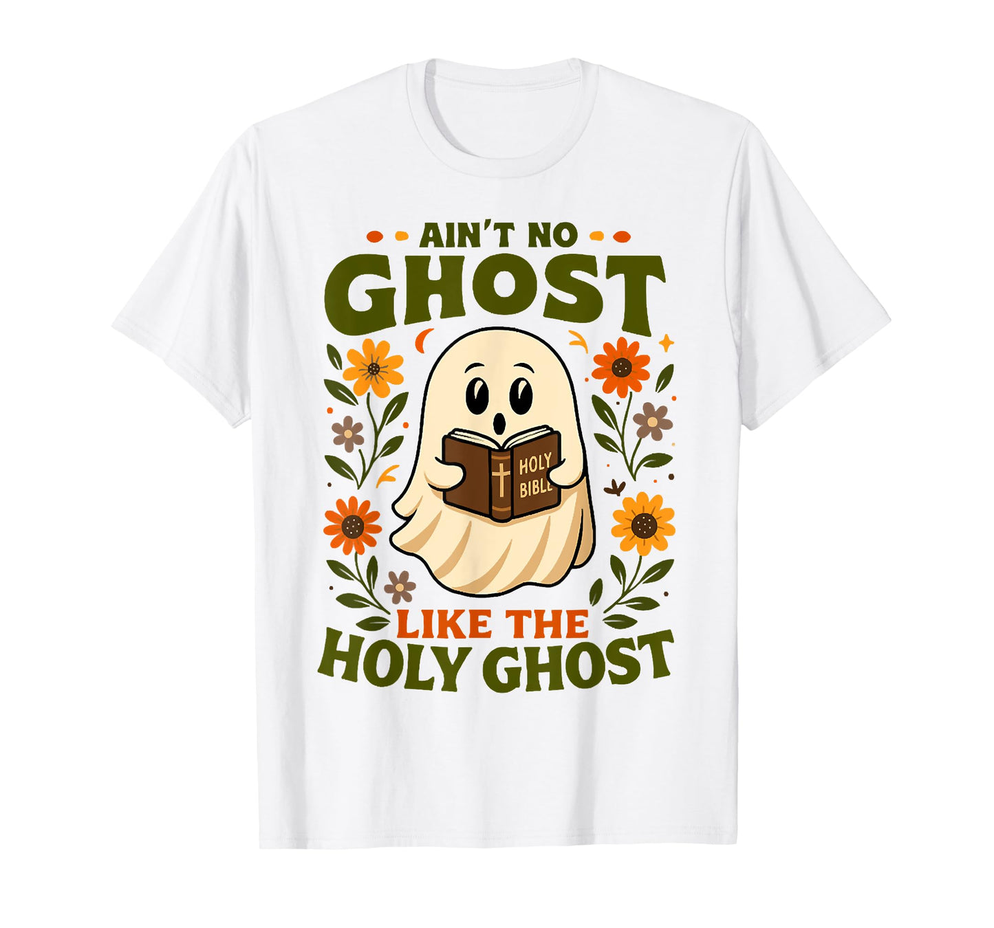 Ain't No Ghost Like The Holy, Cute Ghost Reading Halloween T-Shirt