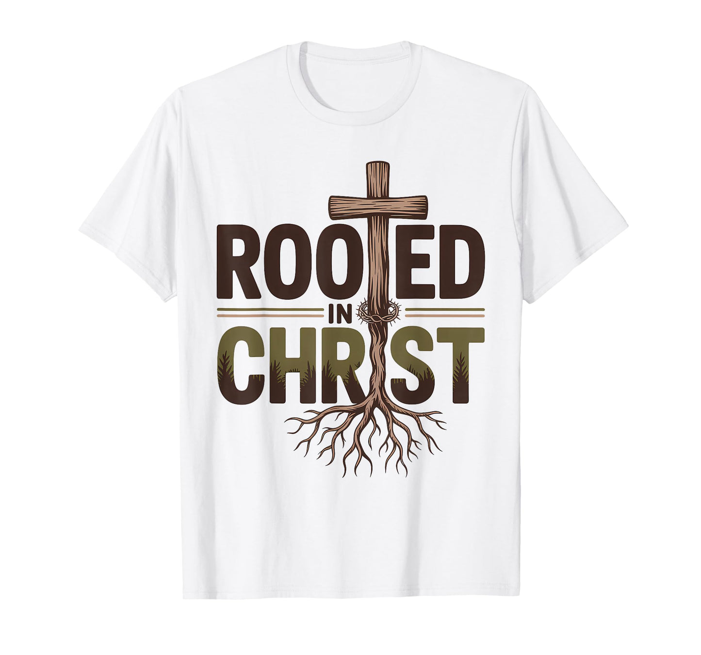 Rooted in Christ Christian Faith Jesus Cross T-Shirt