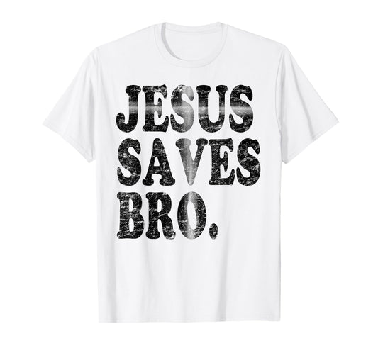 Jesus Saves Bro Vintage Hidden Christian Cross T-Shirt