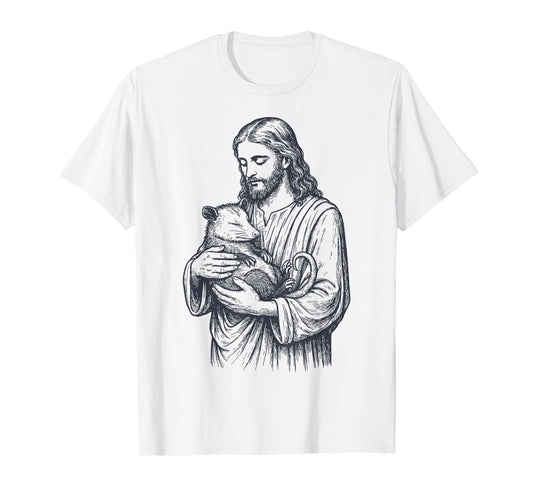 Jesus Holding Opossum T-Shirt