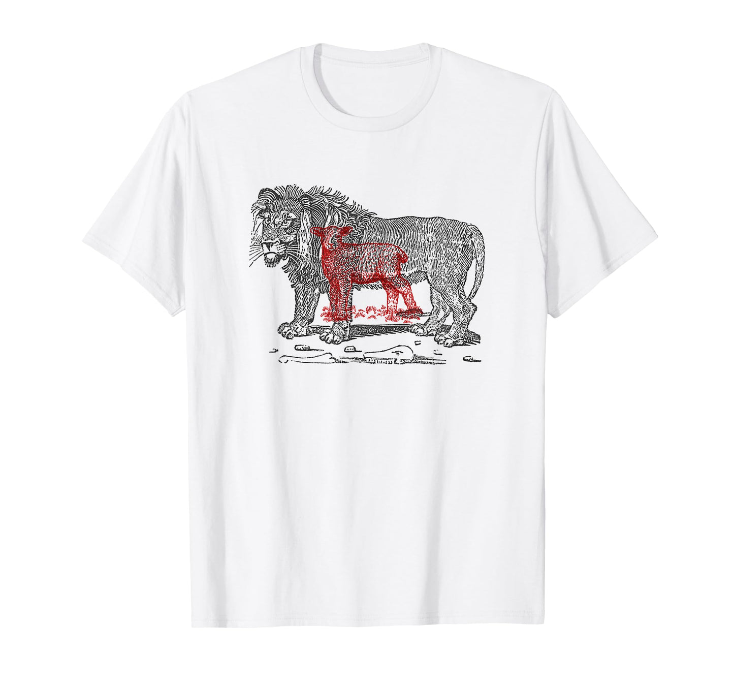 Vintage The Lion and The Lamb Sketch Jesus is Lord T-Shirt