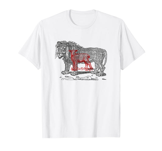 Vintage The Lion and The Lamb Sketch Jesus is Lord T-Shirt