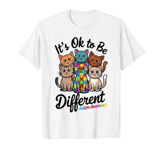 Autistic Cats Kitten Its Ok To Be Different Autism Awareness T-Shirt