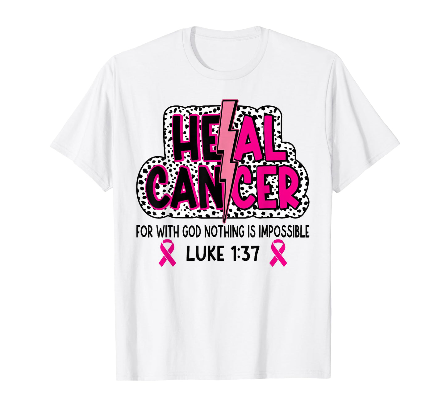 Heal Cancer Pink Ribbon Jesus Christ Breast Cancer Awareness T-Shirt