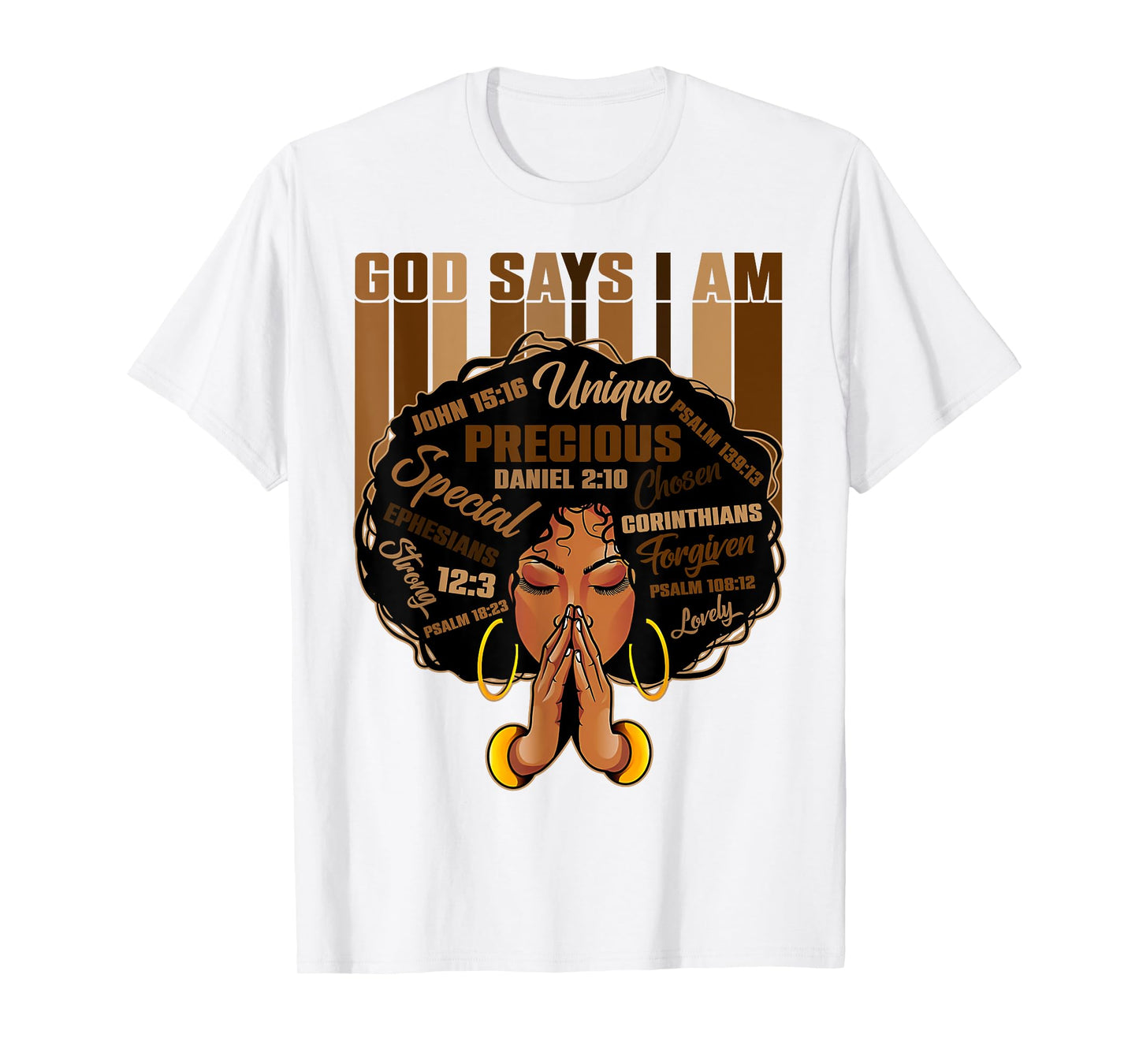 God Says I Am Black History Month Christian Afro Girls Women T-Shirt