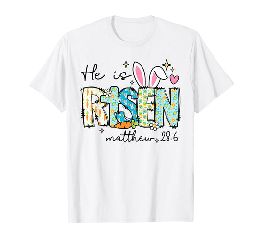 He is Risen Jesus Christian Happy Easter Kids Women Girls T-Shirt
