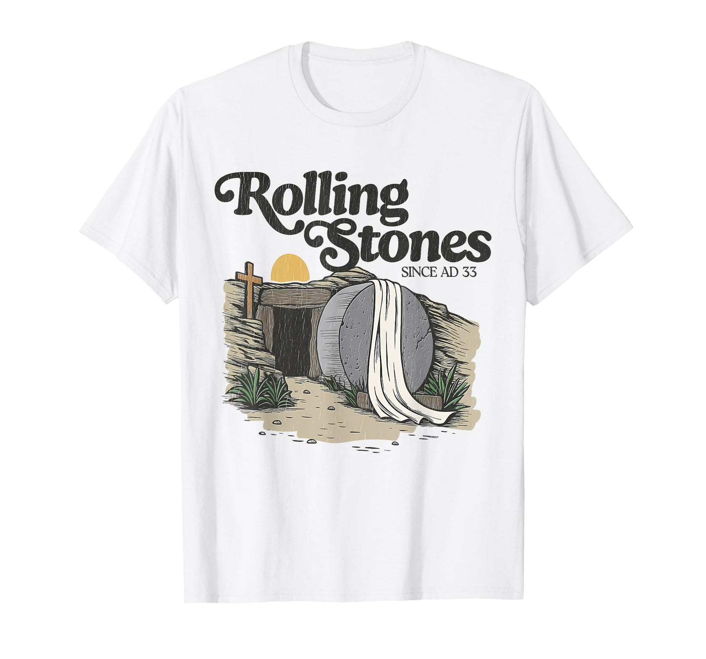 Easter The Stone Was Rolled Away He Is Alive Retro Christian T-Shirt