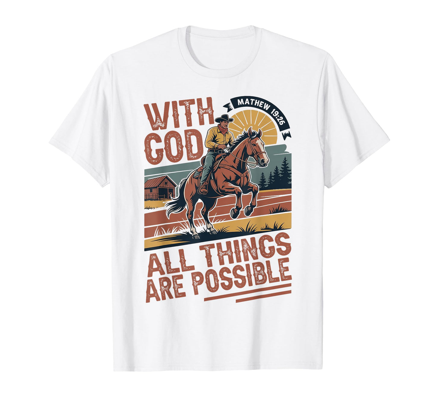 Vintage Cowboy Bible Scripture Verse Jesus Christian Faith T-Shirt