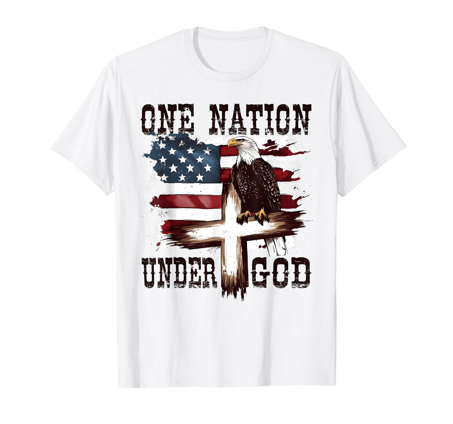 One Nation Under God Patriotic Eagle USA Flag Design T-Shirt