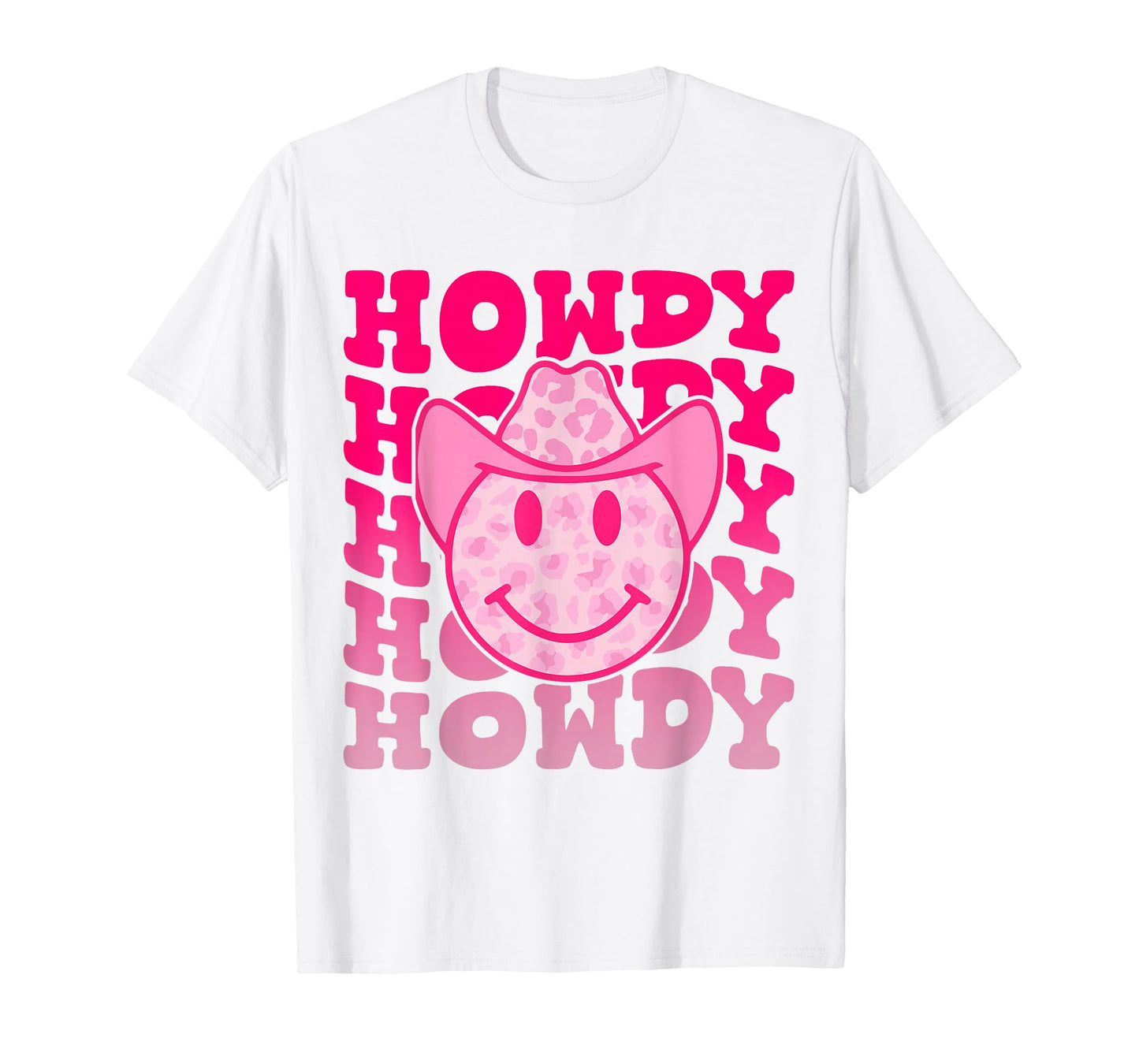 Western Country Cow Howdy Leopard Smile Face Cowgirl Rodeo T-Shirt