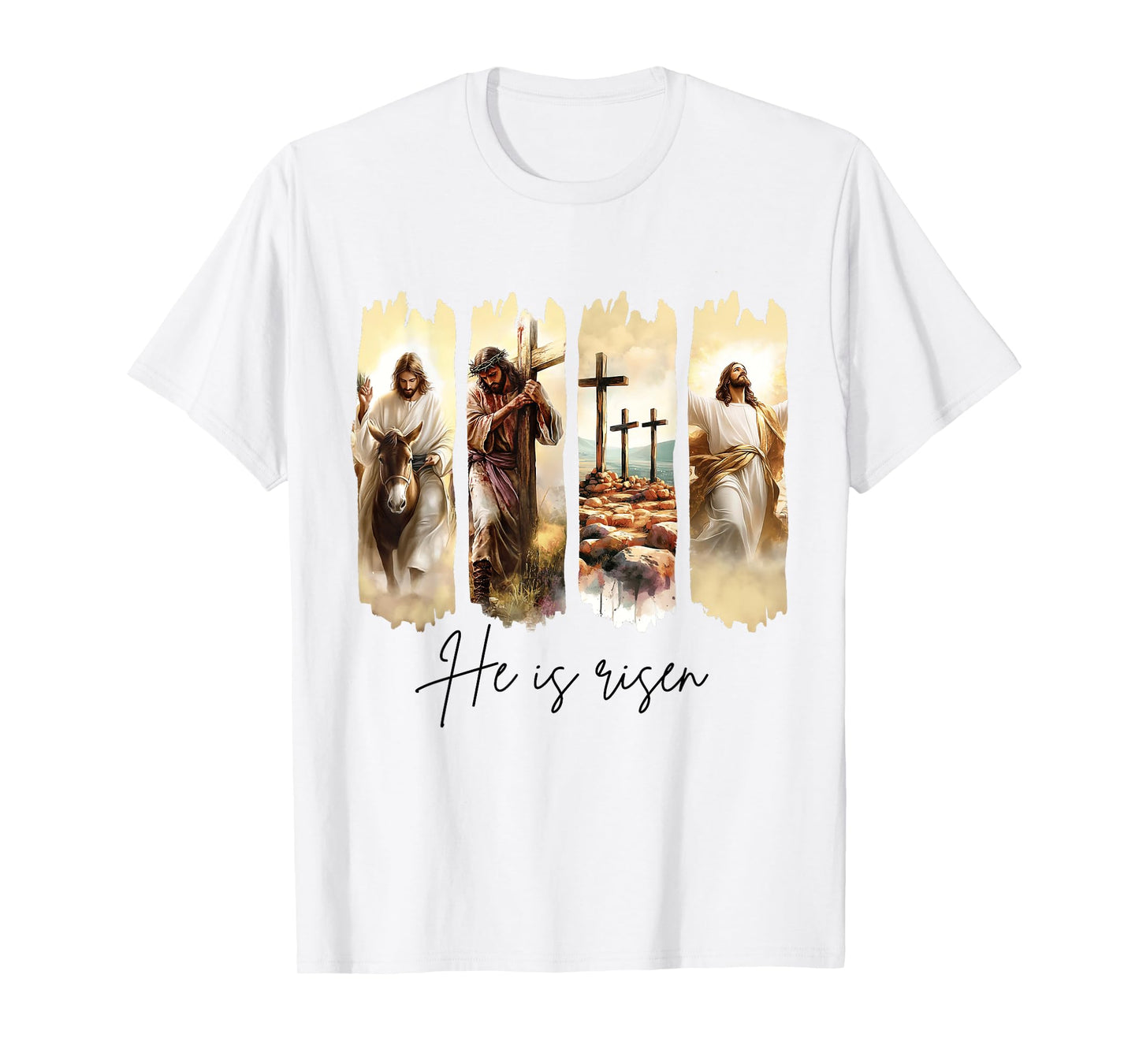 He Is Risen Christian Easter Jesus Cross Faith Resurrection T-Shirt