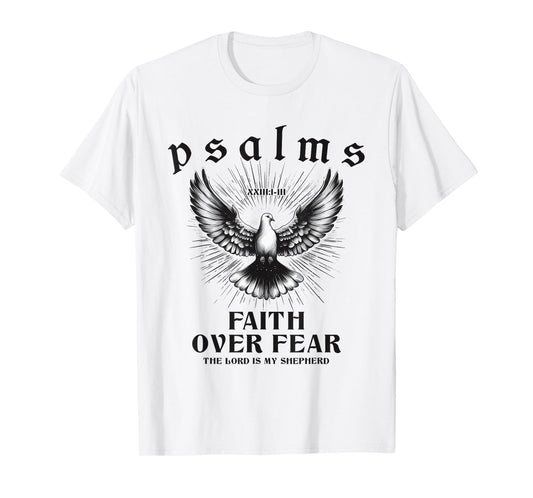 Retro Faith Over Fear Bible Verse Aesthetic Christian Dove T-Shirt