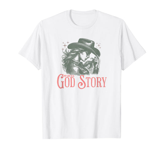 God Story Western Cowgirl Christian Testimony Graphic T-Shirt