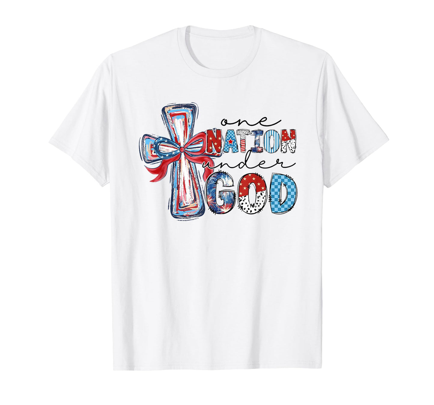 4th Of July Patriotic One Nation Under God Flag Christian T-Shirt