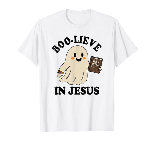 Boo-Lieve in Jesus, Christian Halloween T-Shirt