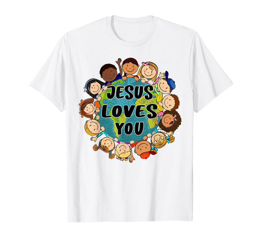 Christian Faith Jesus Loves You Shirt Boys Women Kids Girls T-Shirt