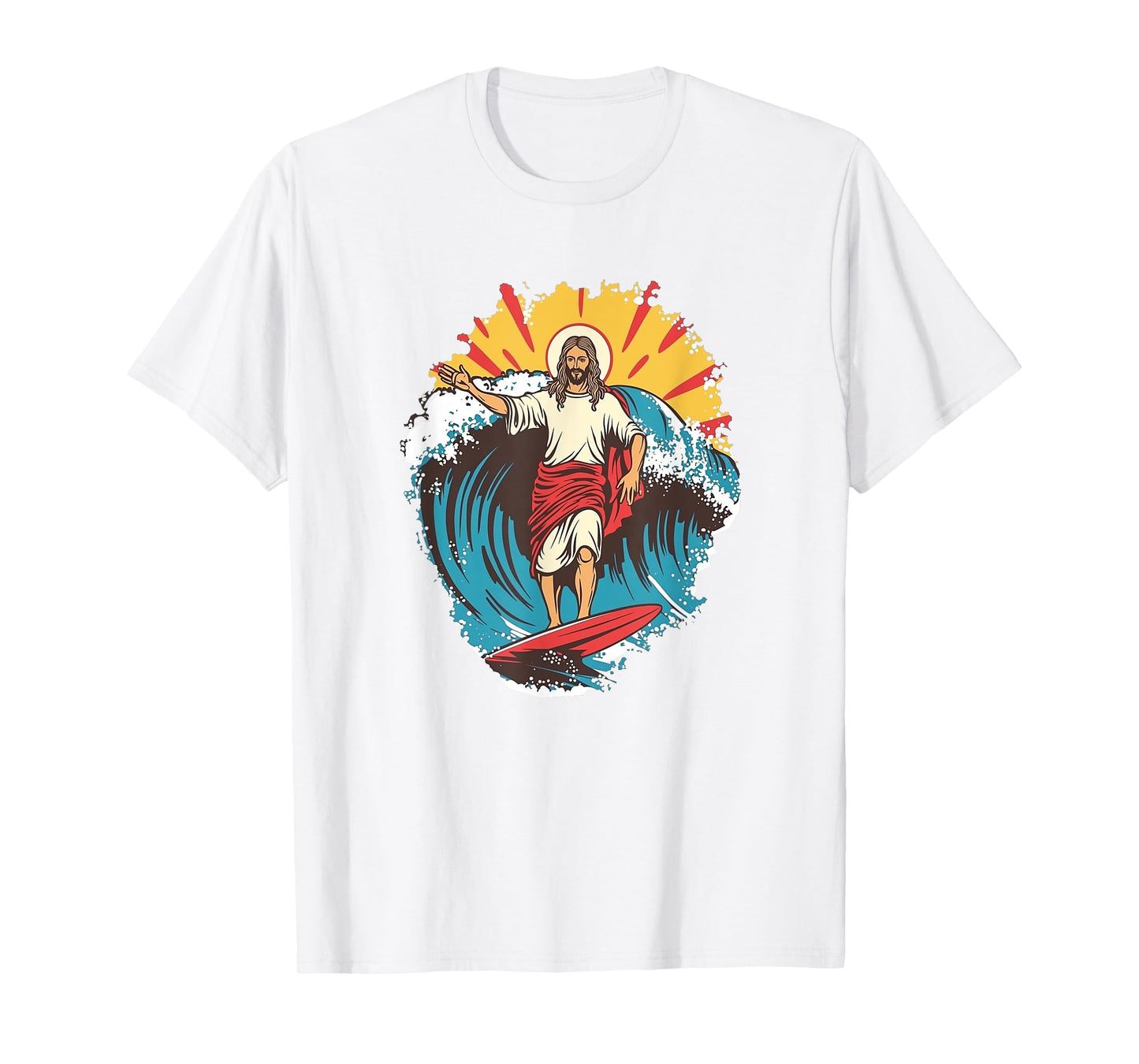 Jesus Surfing Beach Jesus Funny Christian Meme Surf Humor T-Shirt