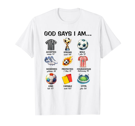 God Says I Am Christian Girls Teens Kids Soccer Tie Dye T-Shirt