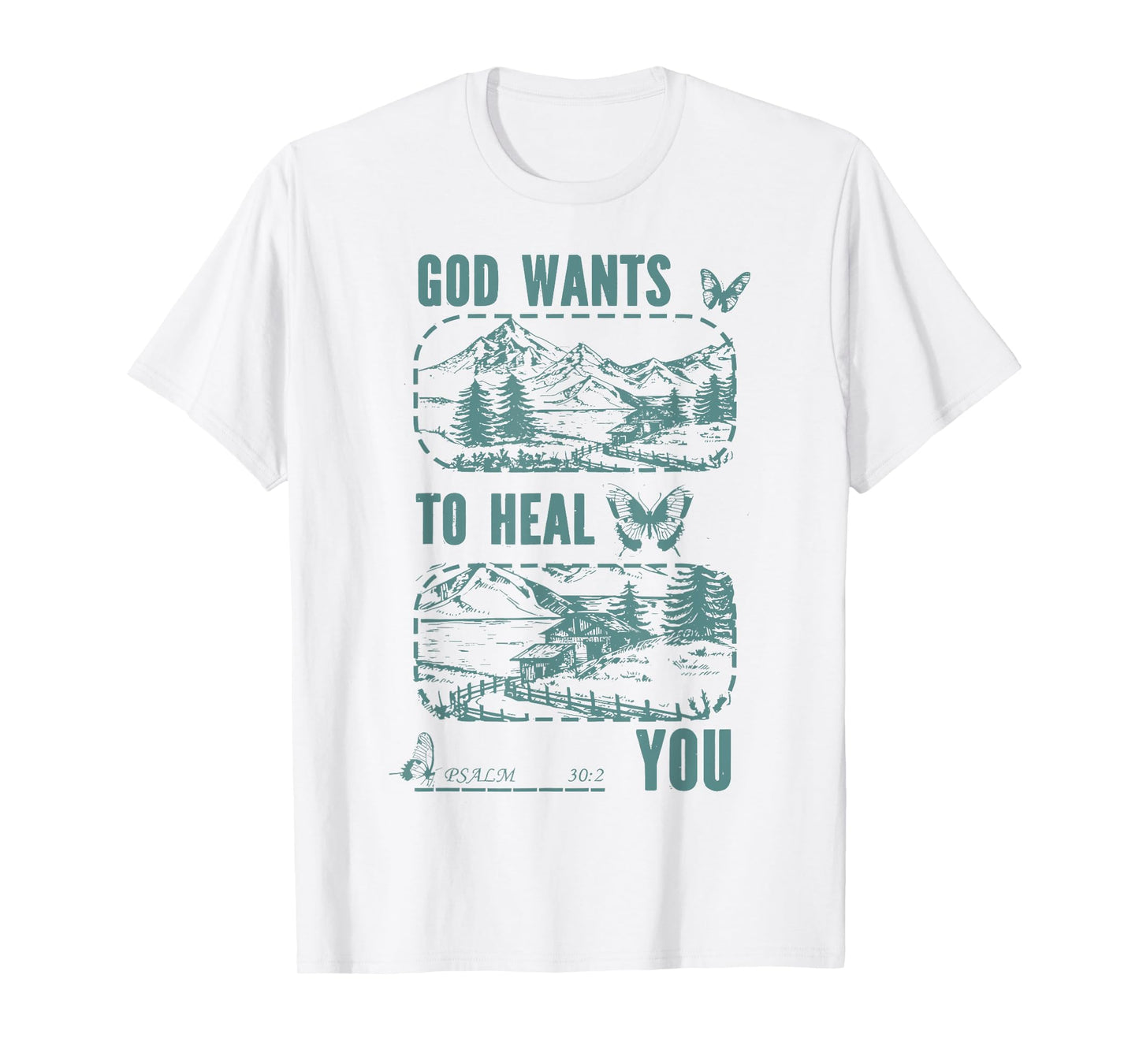 god wants to heal you jesus christian vintage butterfly T-Shirt