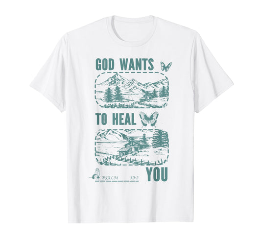 god wants to heal you jesus christian vintage butterfly T-Shirt