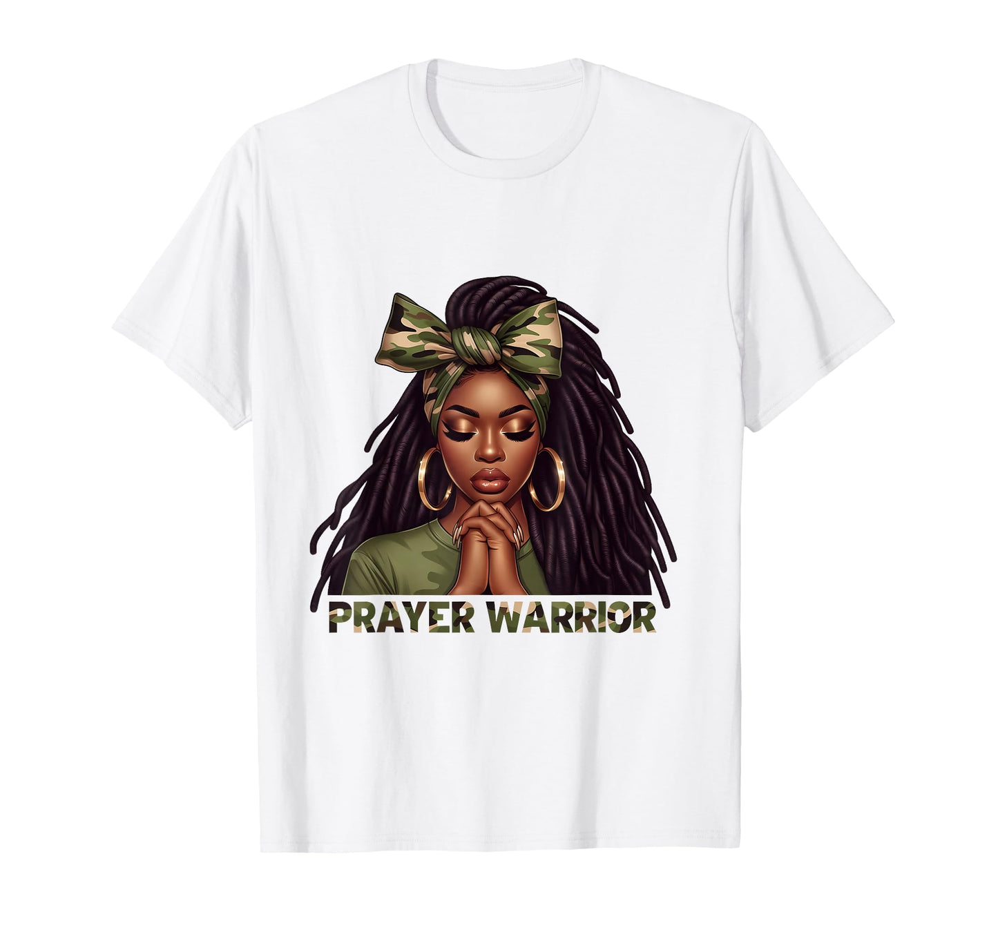 Christian Inspirational Camo Pray Faith Black Woman T-Shirt