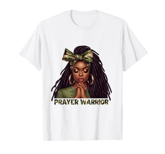 Christian Inspirational Camo Pray Faith Black Woman T-Shirt