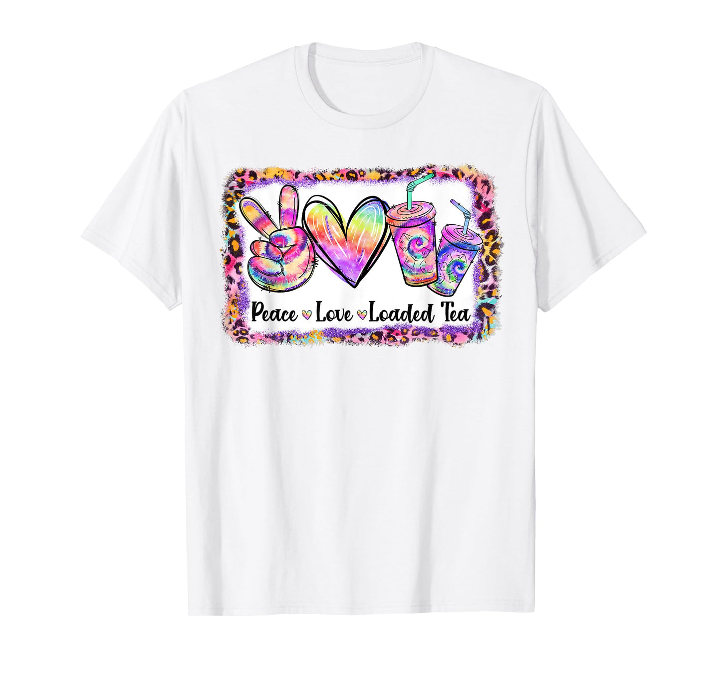 Retro Vintage Peace Love Loaded Tea Lover Tie Dye Pattern T-Shirt