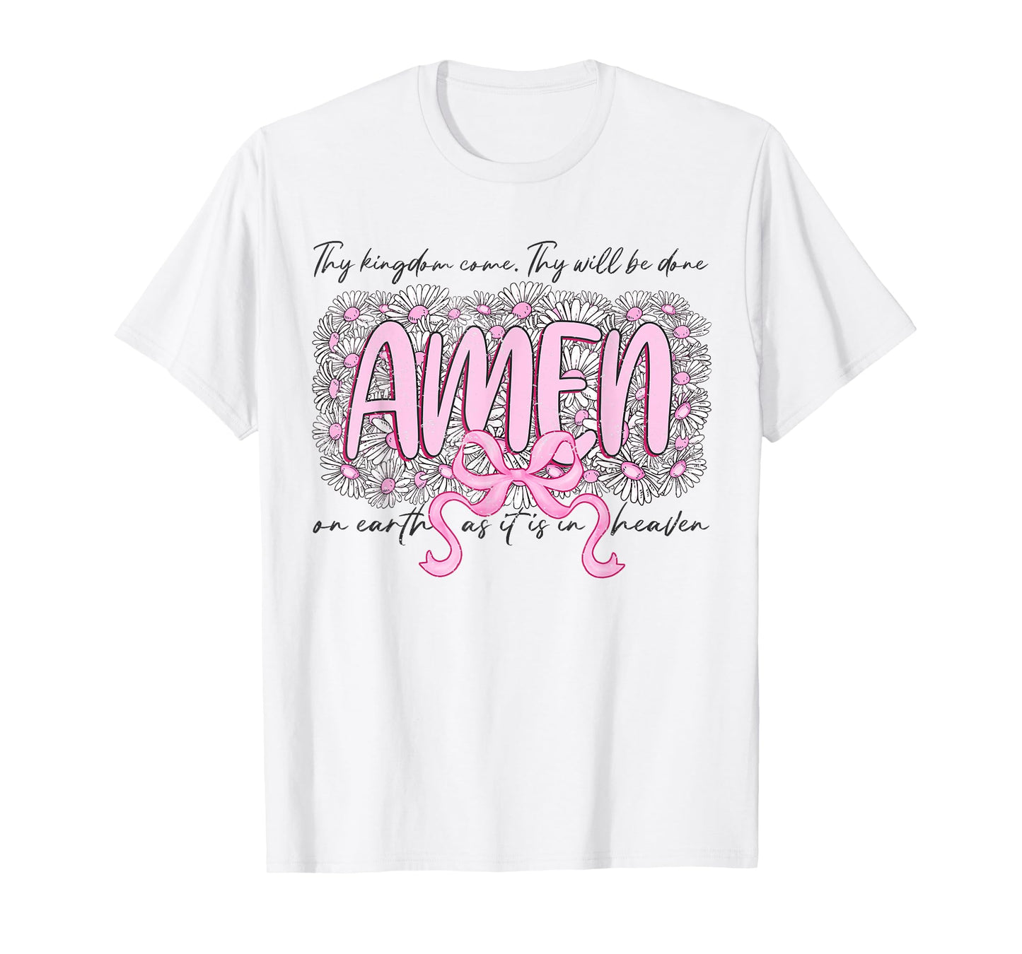 Floral AMEN Coquette Bow Bible Verse Christian Jesus Women T-Shirt