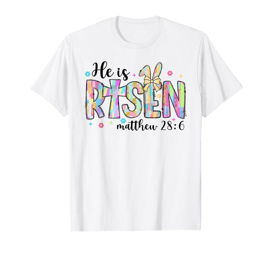 Retro He Is Risen God Jesus Religious Christian Easter Bunny T-Shirt