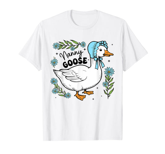 Floral Nanny Goose Cute Silly Goose Mother's Day Womens T-Shirt